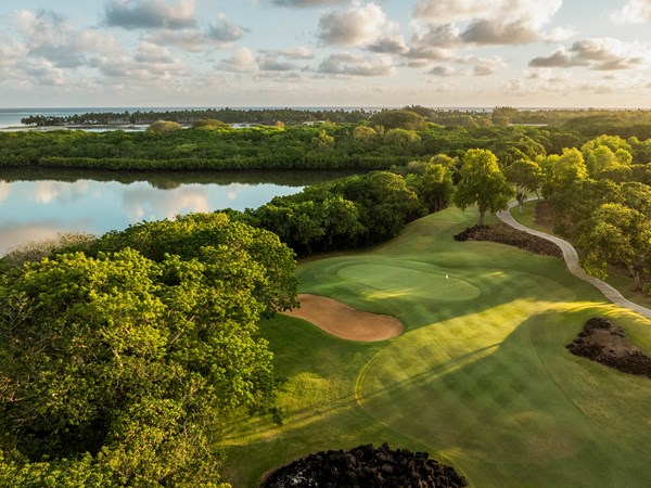 Vue aérienne du parcours de golf Links