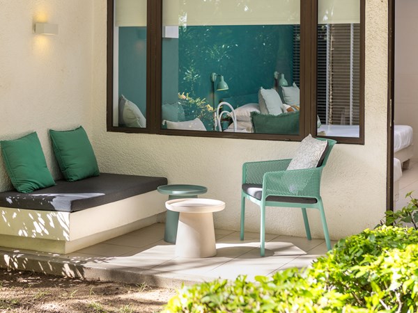 La terrasse de la chambre Deluxe Famille