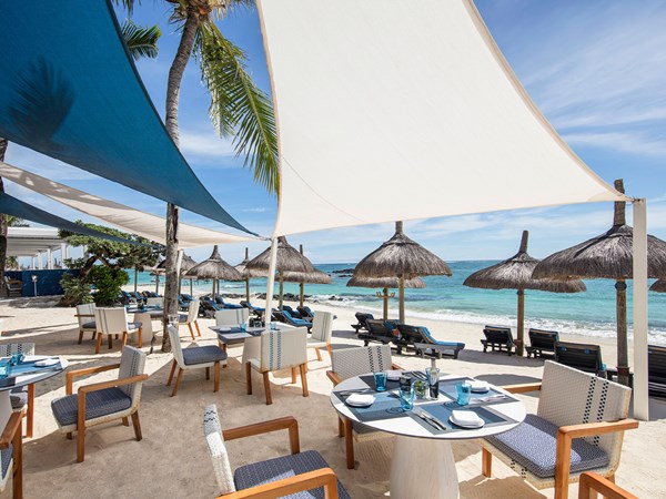 Prenez un verre au Blue Bar au bord de la plage