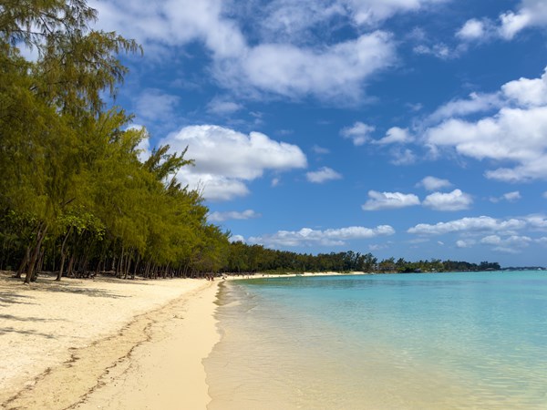 Mont Choisy et sa plage bordée de filaos majestueux