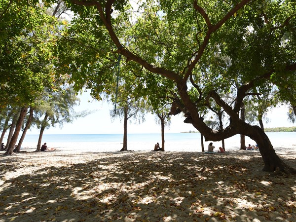 En face de la jolie plage publique