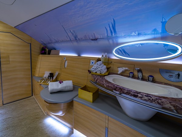 Superbe salle de bain à bord de l'A380